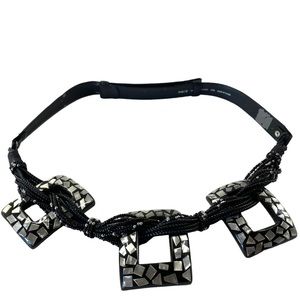 Chico's Black Statement Beaded Geometric Belt